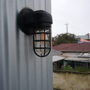 Streamline Wall Light in Black Ace Thick Guard IP55 Outdoor Rated