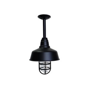 25cm Eclipse Stem Pendant in Black Ace w/ Standard Cast Guard & Clear Glass