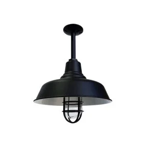 35cm Universal Stem Pendant in Black Ace w/ Standard Cast Guard & Clear Glass