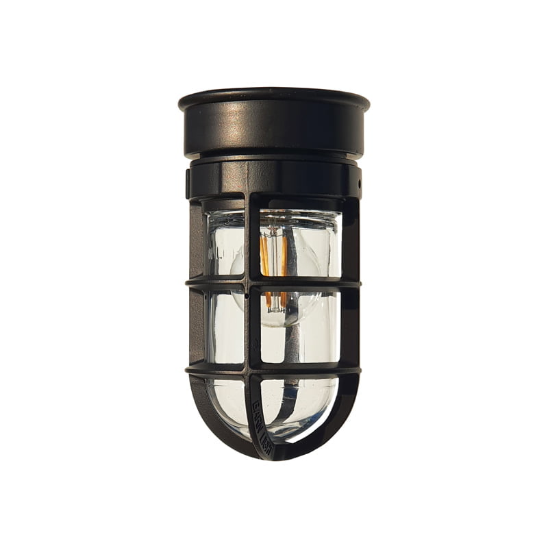 barn light the bullet wall sconce dark bronze clear glass thick guard |