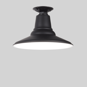 Black Flush Mounted Warehouse Shade in Black Ace