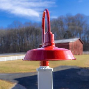 White Post with Bright Red Post Mount Light