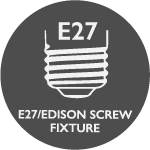 A graphic illustrating an E27 Edison screw fixture