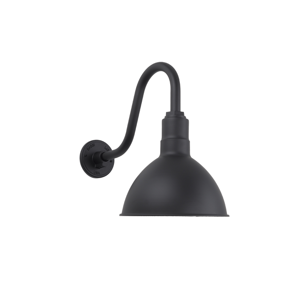 Tall Deepbowl Warehouse Shade with Gooseneck Mounting Arm in Black
