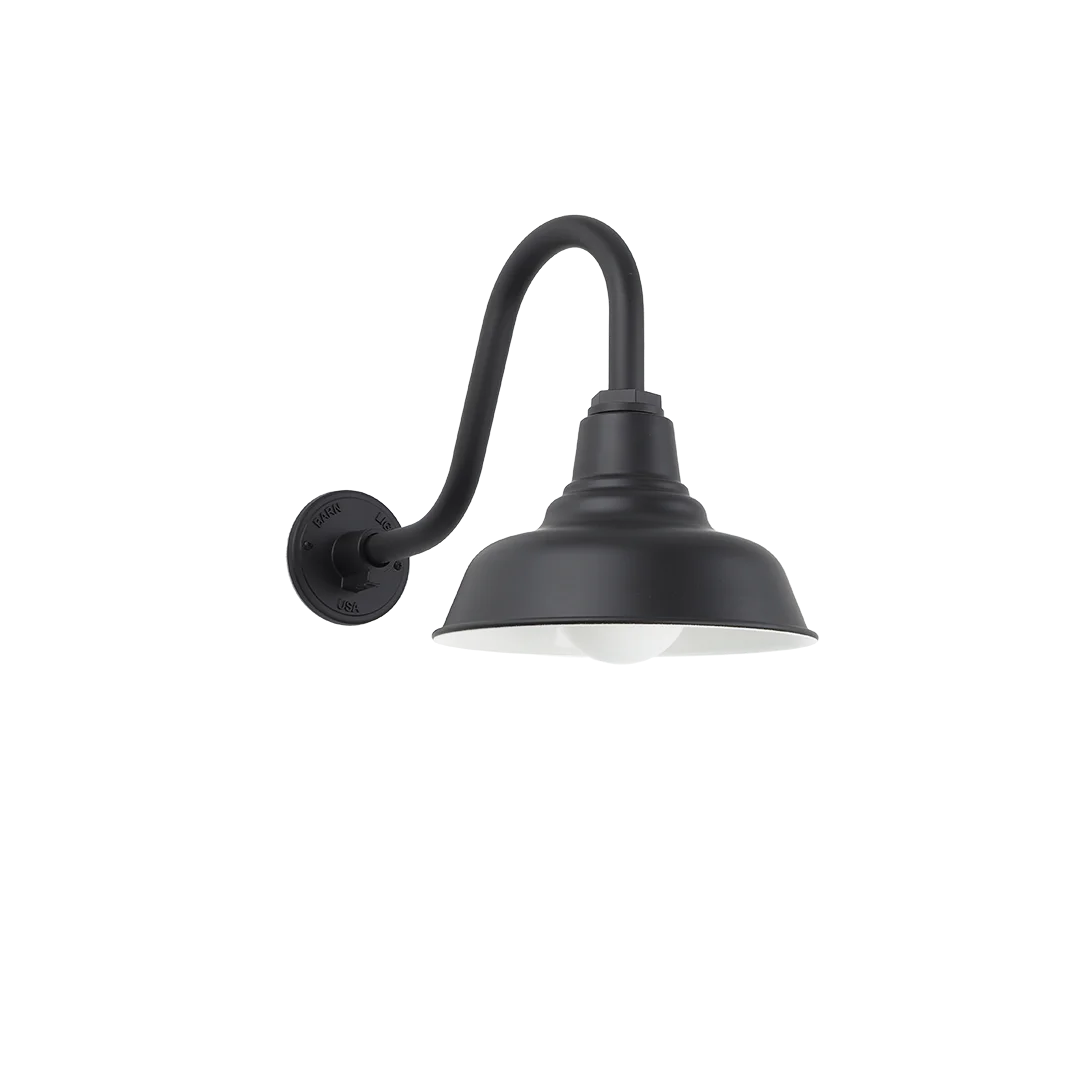 Hampton Styled Gooseneck Wall Light in Black Ace