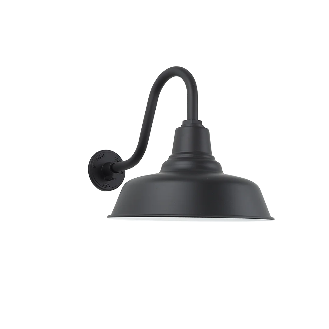 Large Hampton Styled Gooseneck Wall Light in Black Ace
