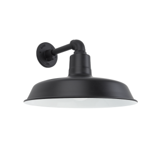 Large Black Wall Light with Straight Arm Mounting