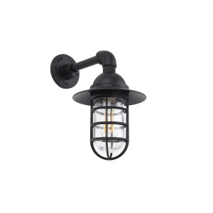 Black Bunker Styled Wall Light with Flared Shade Reflector