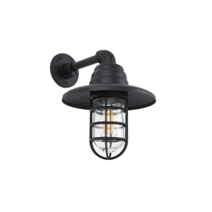 Black Bunker Styled Wall Light with Art Deco Shades