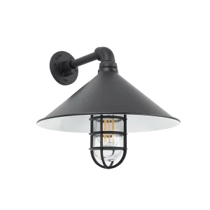 Black Flared Wall Light with Straight Arm