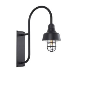 15cm Bowie Caged Ranch Wall Light in Black Ace