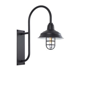 28cm Old Dixie Caged Ranch Wall Light in Black Ace