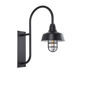 25cm Eclipse Caged Ranch Wall Light in Black Ace