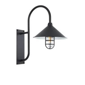 38cm Hobart Caged Ranch Wall Light in Black Ace