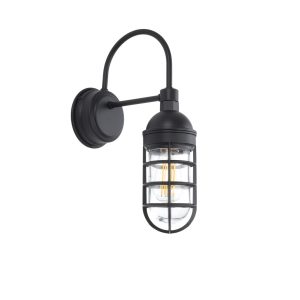 Black Industrial Caged Wall Light