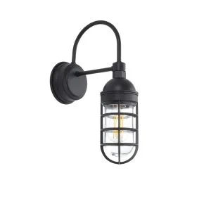 Black Industrial Caged Wall Light
