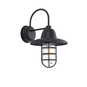 Caged Warehouse Wall Light in Black