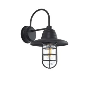 Caged Warehouse Wall Light in Black