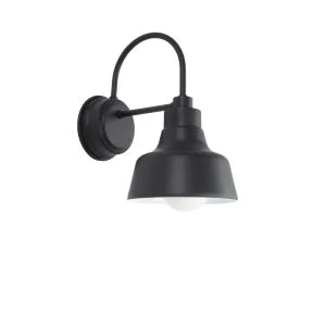 Farmhouse Wall Light in Black with small Warehouse Shade