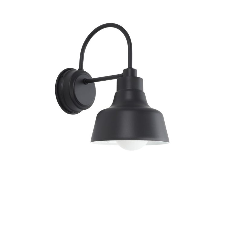 Farmhouse Wall Light in Black with small Warehouse Shade