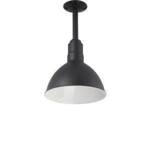 Deep Bowl Ceiling Pendant with Rod in Black