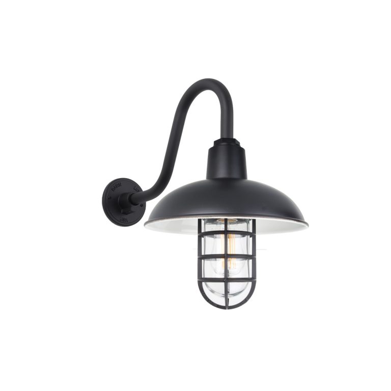 Black Wall Light IP55 Rated - Byron Gooseneck