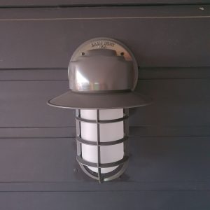 Streamline Flared Wall Light in Woodland Grey Standard Guard IP55 Outdoor Rated