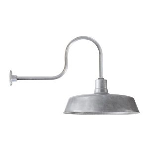 Large 60cm Shade w/ G6 Gooseneck Style Arm in Galvanised Finish