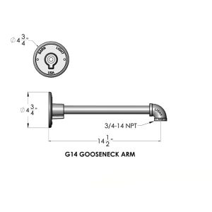 Technical drawing of the G14 Gooseneck Arm