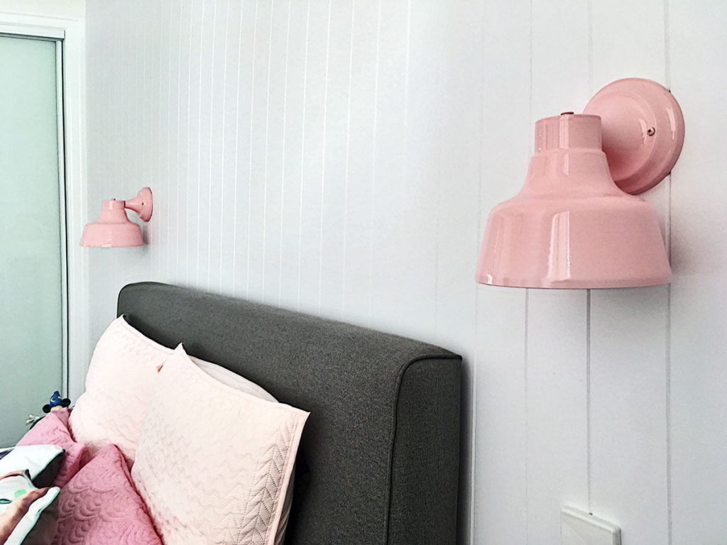 17cm Bowie Barn Wall Light in Pink Blush Outdoor Rated 17cm Bowie Barn Wall Light in Pink Blush Outdoor Rated