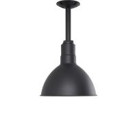 Deep Bowl Ceiling Pendant with Rod in Black