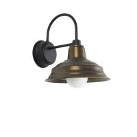 Old Dixie Warehouse Wall Light with Bronze Shade and Black Wall Mounting