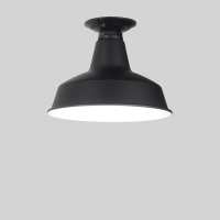 Black Flush Mounted Warehouse Shade in Black Ace